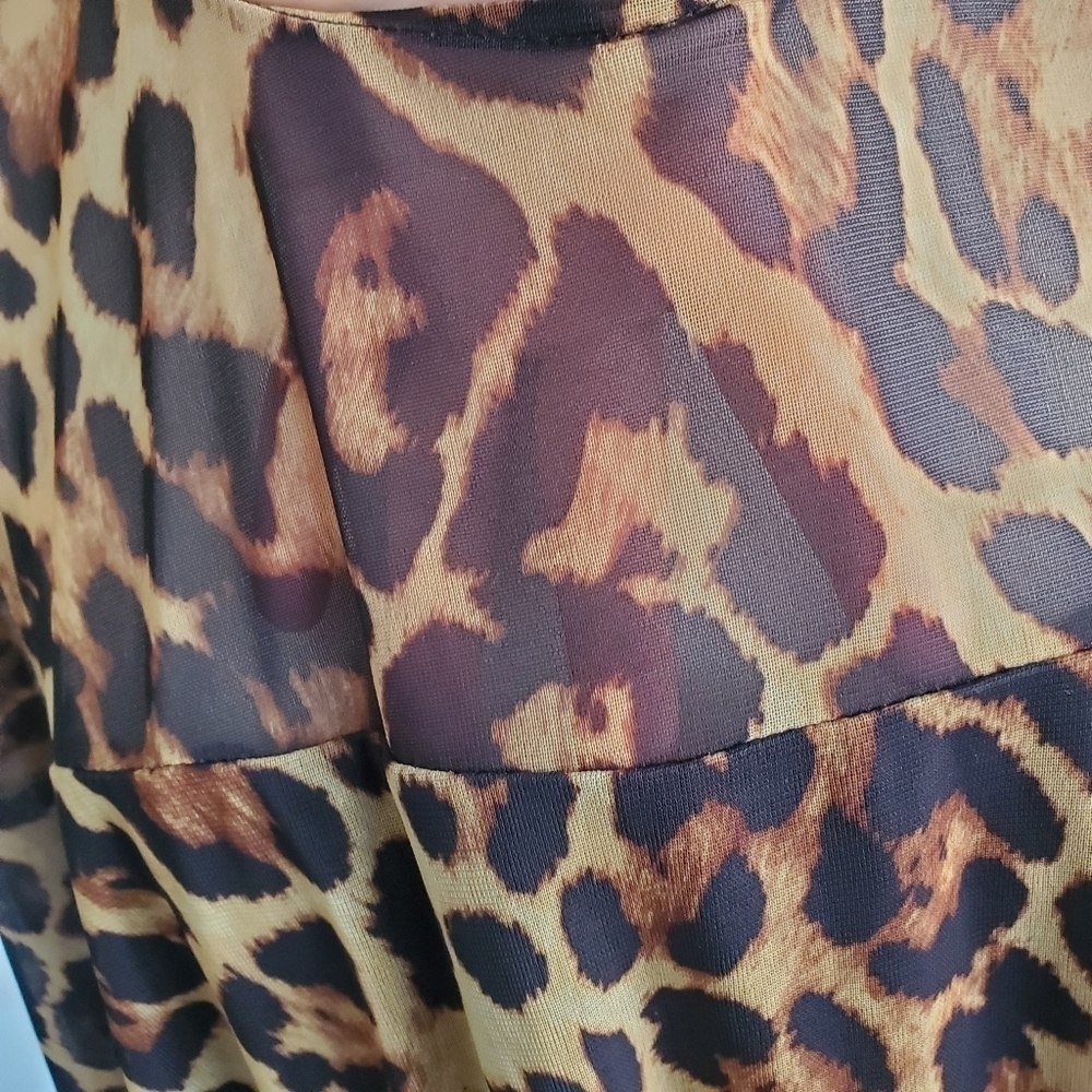 ASOS Curve Leopard Print Mesh Tea Dress - Picture 5 of 11